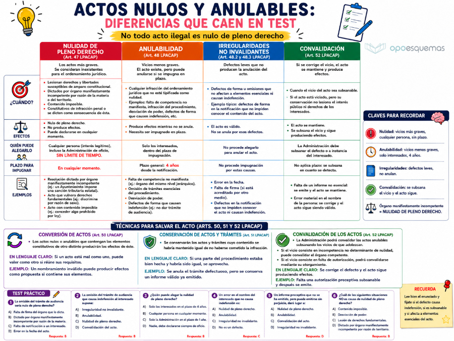 Página del esquema "Actos nulos y anulables: diferencias, efectos y ejemplos (LPAC)"