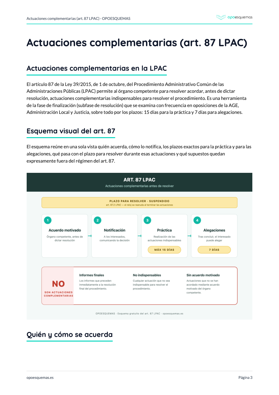 Página del esquema "Actuaciones complementarias en la LPAC"