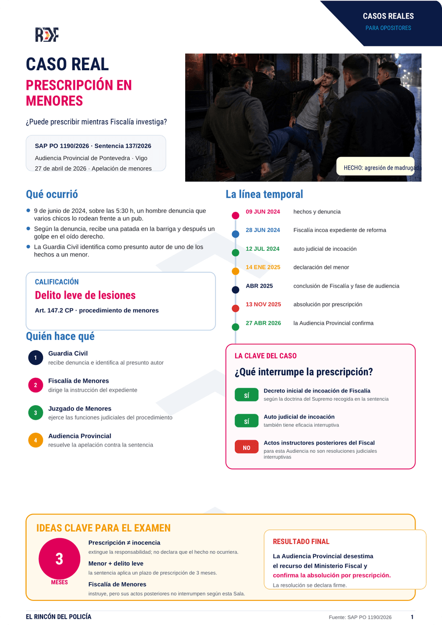 Página del esquema "Caso real: prescripción en menores"