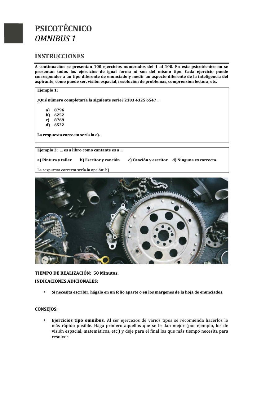 Página del esquema "Psicotécnico ómnibus: 100 ejercicios con solución razonada"