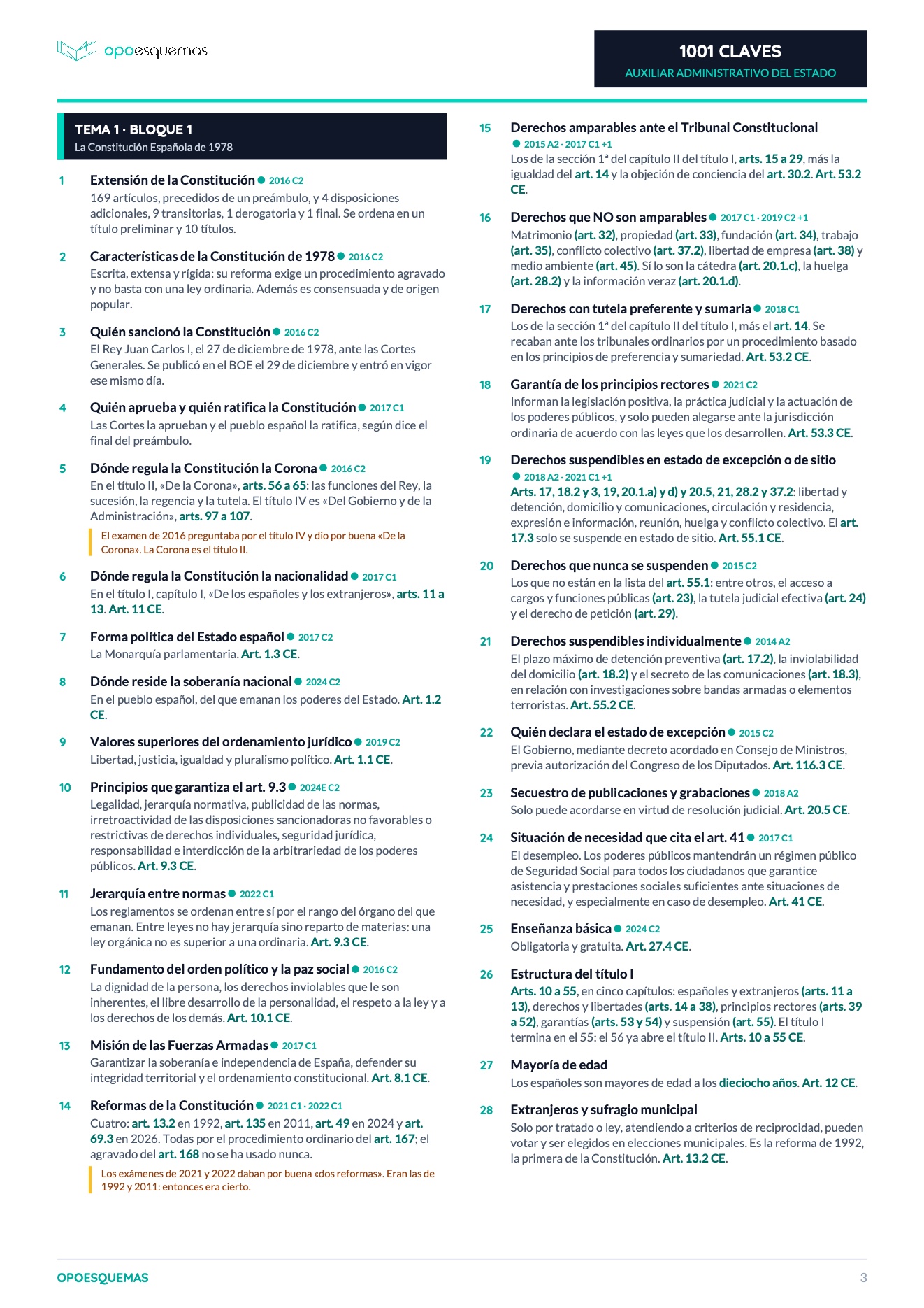 Página interior 2 del 1001 claves · Auxiliar Administrativo del Estado
