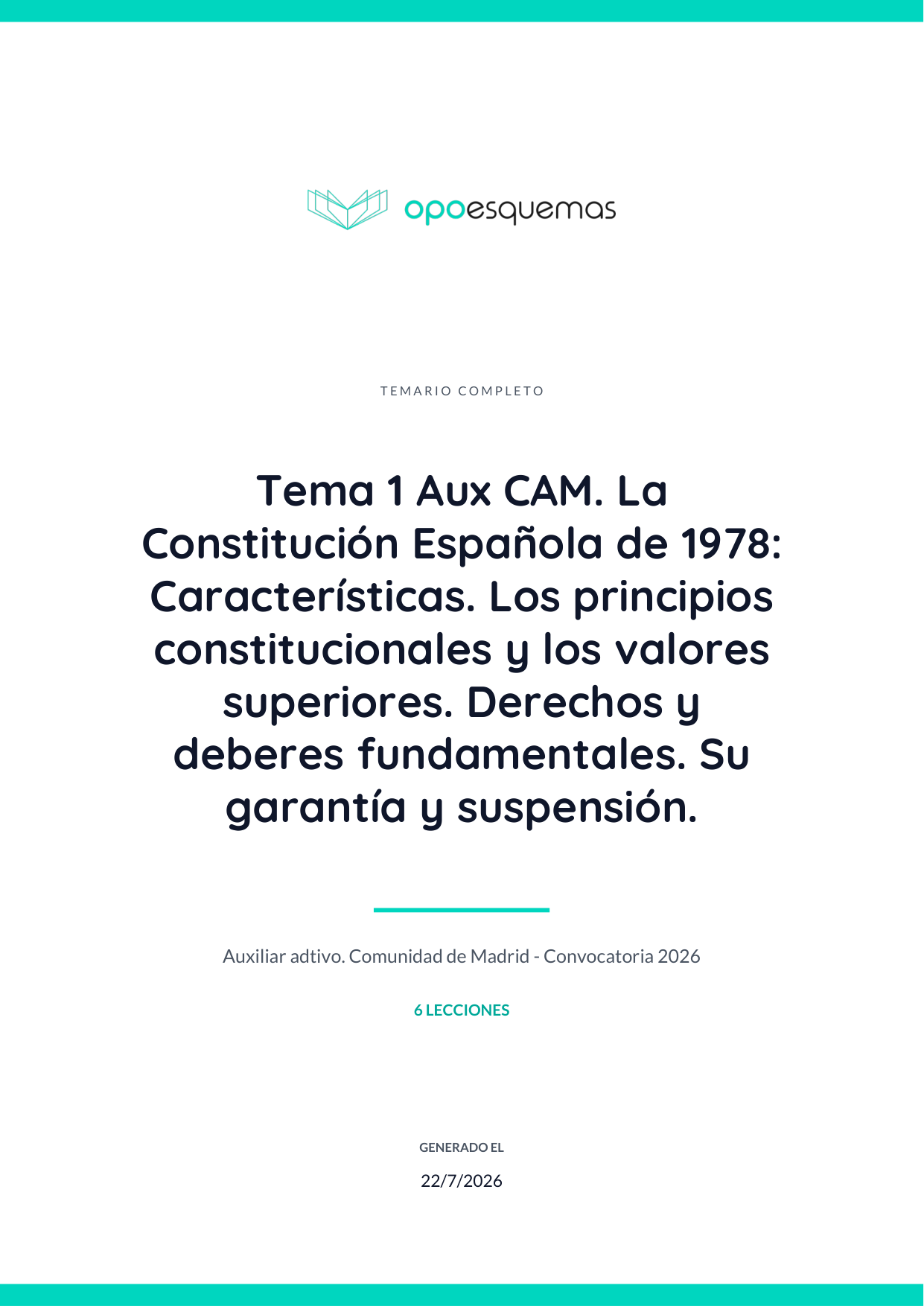 Página interior 1 del Temario Auxiliar Administrativo Comunidad de Madrid